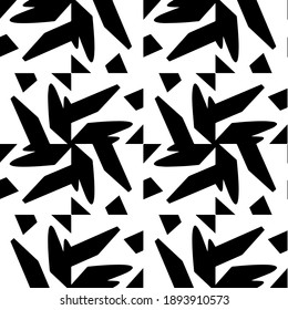  Black and white texture. Abstract seamless geometric pattern. 