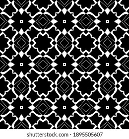 Black and white texture. Abstract seamless geometric pattern.