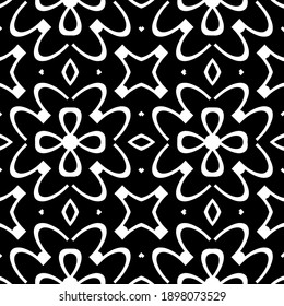Black and white texture. Abstract seamless geometric pattern.