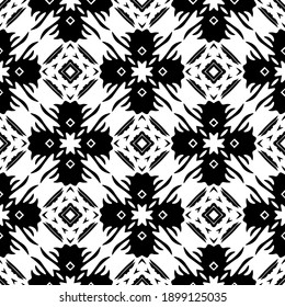 Black and white texture. Abstract seamless geometric pattern.