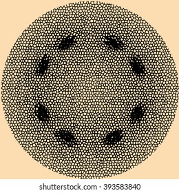 Black and white texture of cracked ground. Vector illustration. Stochastic raster halftone gradient. 