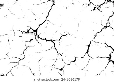 Black and white texture of cracks, stains and old surface. Grunge black and white vintage. Abstract texture for design. Black and white Grunge Texture with cracks. 