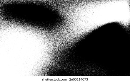Black and white texture with a grainy noise effect. The soft transitions and halftone-inspired shading create a modern look. for background, graphic design, overlays, and digital effects.Vector 