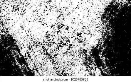 Black and white texture of grunge. Abstract vector monochrome background of dots, lines, dust, spots, chips