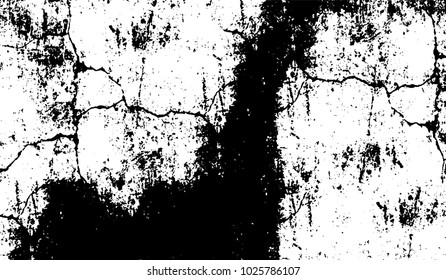 Black and white texture of grunge. Abstract vector monochrome background of dots, lines, dust, spots, chips