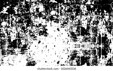 Black and white texture of grunge. Abstract vector monochrome background of dots, lines, dust, spots, chips