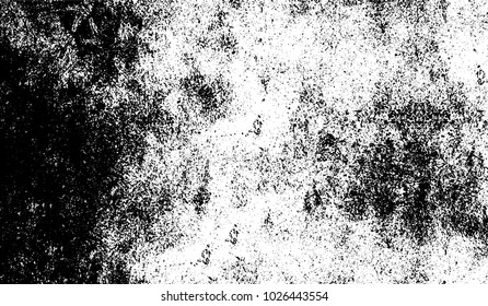Black and white texture of grunge. Abstract vector monochrome background of dots, lines, dust, spots, chips