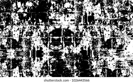 Black and white texture of grunge. Abstract vector monochrome background of dots, lines, dust, spots, chips