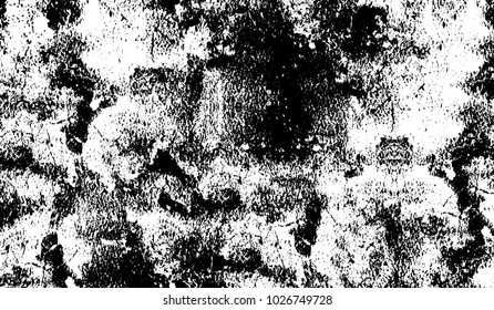 Black and white texture of grunge. Abstract vector monochrome background of dots, lines, dust, spots, chips