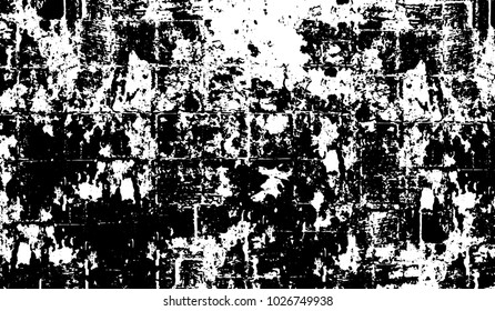 Black and white texture of grunge. Abstract vector monochrome background of dots, lines, dust, spots, chips