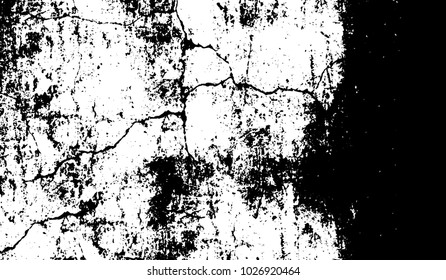 Black and white texture of grunge. Abstract vector monochrome background of dots, lines, dust, spots, chips