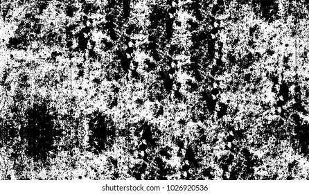 Black and white texture of grunge. Abstract vector monochrome background of dots, lines, dust, spots, chips