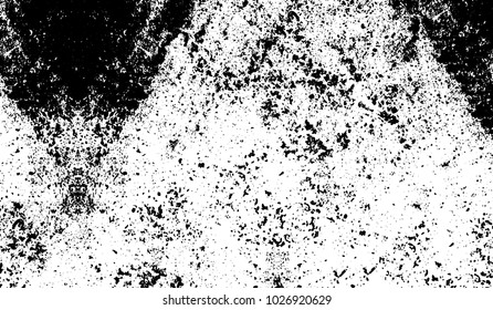 Black and white texture of grunge. Abstract vector monochrome background of dots, lines, dust, spots, chips