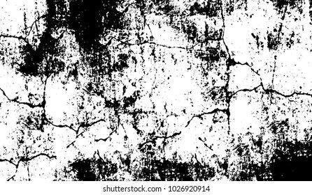 Black and white texture of grunge. Abstract vector monochrome background of dots, lines, dust, spots, chips