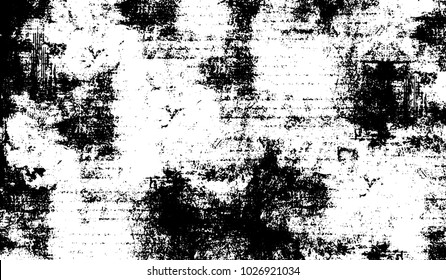 Black and white texture of grunge. Abstract vector monochrome background of dots, lines, dust, spots, chips