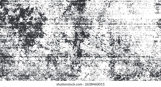 Black and white texture of grunge. Abstract vector monochrome background of dots, lines, dust, spots, chips