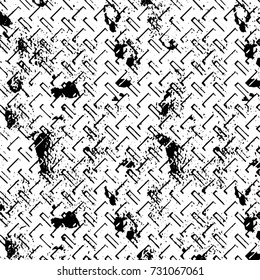 Black and white texture of grunge vector. Abstract monochrome pattern for surface and textile design. Brushed black paint cover. Grunge rough dirty background 