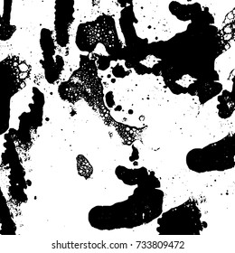 Black and white texture of grunge vector. Abstract monochrome pattern for surface and textile design. Brushed black paint cover. Grunge rough dirty background 