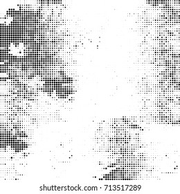 Black and white texture halftone. Abstract background of ink stains. Vector grunge vintage