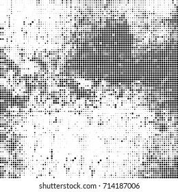 Black and white texture halftone. Abstract background of ink stains. Vector grunge vintage