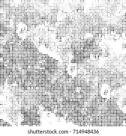 Black and white texture halftone. Abstract background of ink stains. Vector grunge vintage
