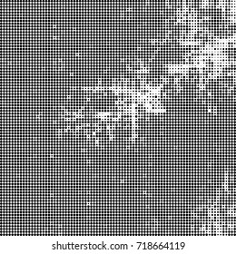 Black and white texture halftone. Abstract background of ink stains. Vector grunge vintage