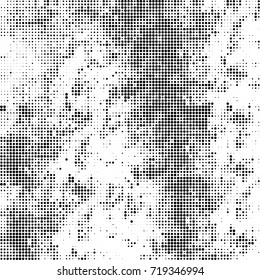 Black and white texture halftone. Abstract background of ink stains. Vector grunge vintage