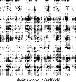 Black and white texture halftone. Abstract background of ink stains. Vector grunge vintage