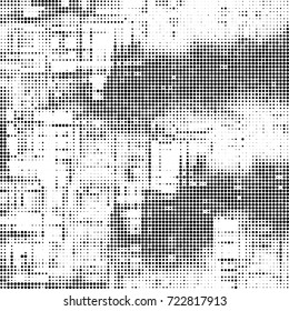 Black and white texture halftone. Abstract background of ink stains. Vector grunge vintage