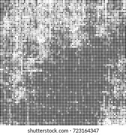 Black and white texture halftone. Abstract background of ink stains. Vector grunge vintage