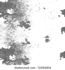 Black and white texture halftone. Abstract background of ink stains. Vector grunge vintage