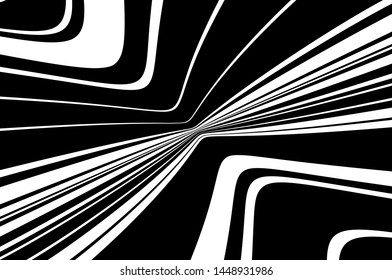 Black and white Texture with wavy, curves lines. Optical art background. Wave design black and white. Digital image with a psychedelic stripes. Vector illustration