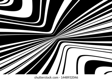 Textura en blanco y negro con líneas onduladas y curvas. Fondo de arte óptico. Diseño ondulado en blanco y negro. Imagen digital con rayas psicodélicas. Ilustración del vector