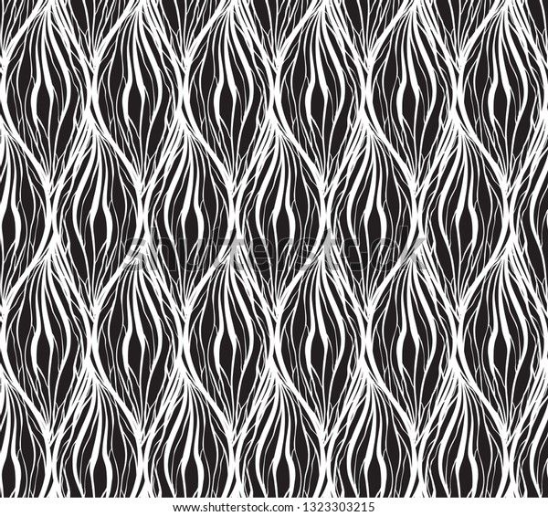 Black White Texture Wavy Hair Lines Stock Vector Royalty Free