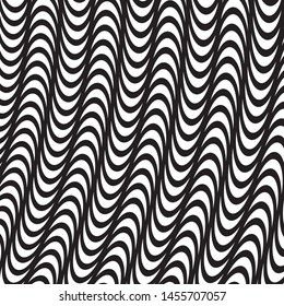 Black and white texture with wavy lines Vector illustration
