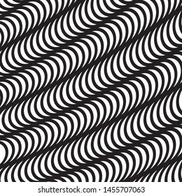 Black and white texture with wavy lines Vector illustration
