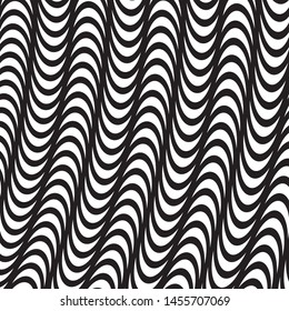 Black and white texture with wavy lines Vector illustration
