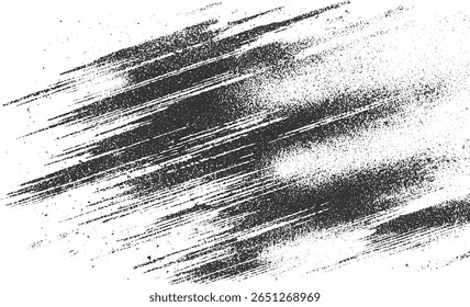 Um plano de fundo texturizado preto e branco com traçados de pincel diagonal e manchas espalhadas.