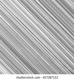 Black and white textured background with diagonal strips of different sizes. Striped texture with halftone and grunge effect. Striped pattern with chaotic straight lines. Vector screen print texture.