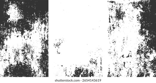A black and white textured background with rough, irregular shapes and speckled details.