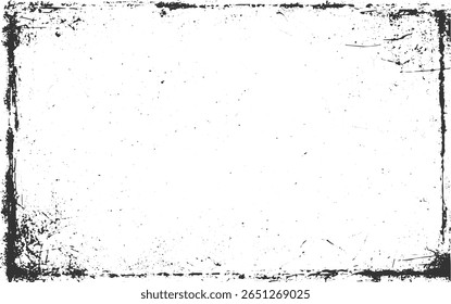 Uma borda texturizada em preto e branco com manchas espalhadas e bordas ásperas e angustiadas.