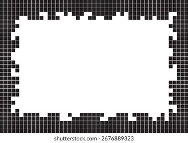  Black and white textured frame with a geometric grid pattern and vintage lines for text or illustration backdrop