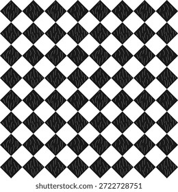 Patrón sin costuras de rombo texturizado en blanco y negro. Patrón de azulejo de rombo grunge