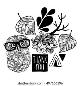 Black and white thankful print. Vector digital design.