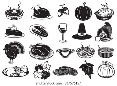 Black and White Thanksgiving Icons