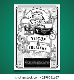 plantilla de invitación a temas en blanco y negro

