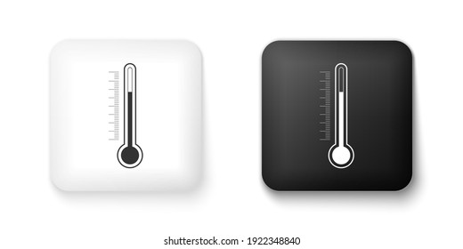 Schwarz-Weiß-Thermometer-Symbol einzeln auf weißem Hintergrund. Knopf Quadrat. Vektorgrafik.