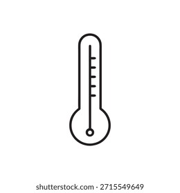 Icono de termómetro blanco y negro Ilustración vectorial de medición de temperatura de ciencia simple