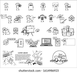 Black and White Thief Set - Collection of Concepts Vector illustrations