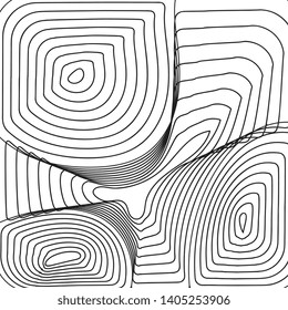 Black and white thin line abstract background. Wavy texture or simple vector pattern of wave ripple effect
